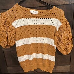 Bohme Golden and Cream Textured Sweater